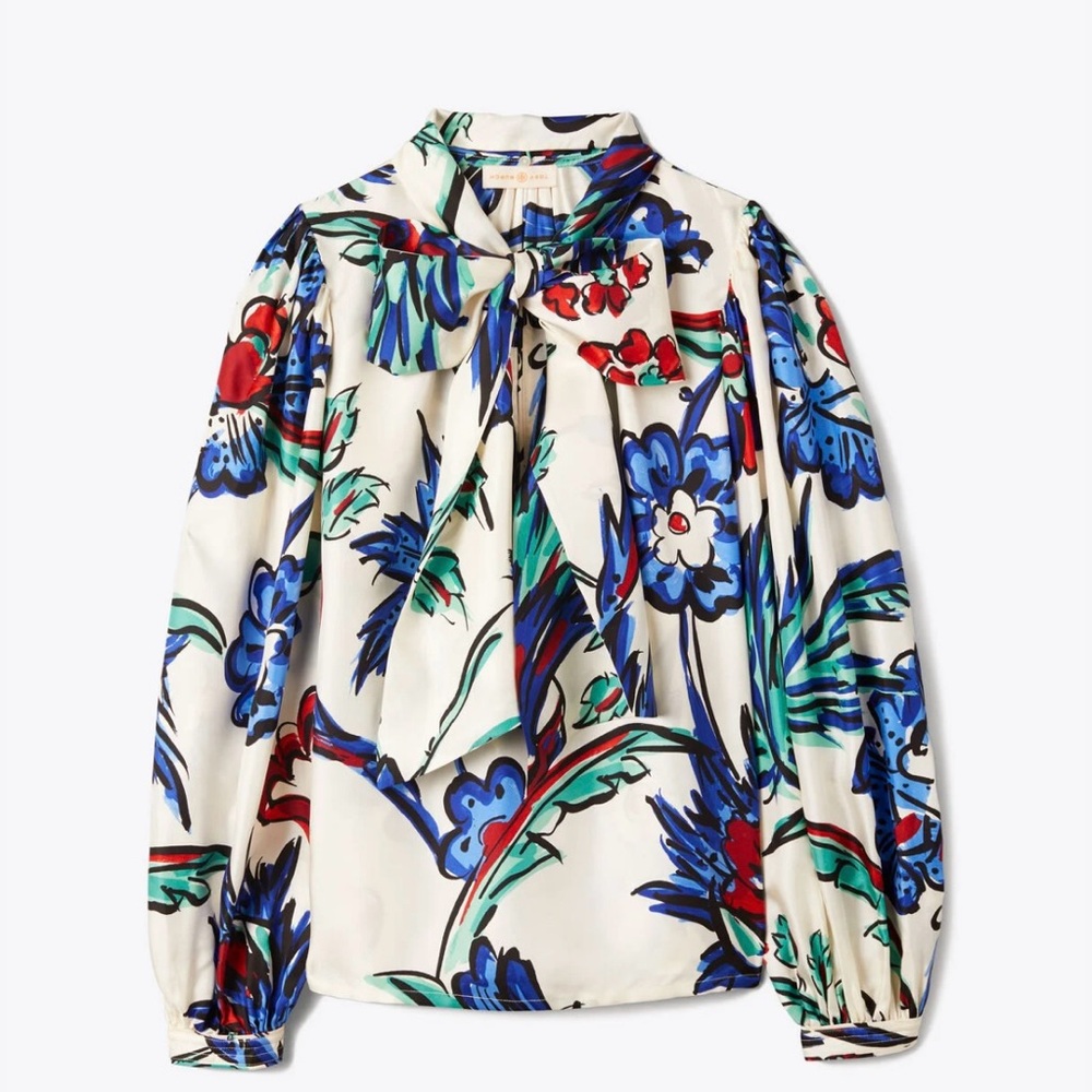 Tory Burch Printed Slik Floral Print Women's Blouse